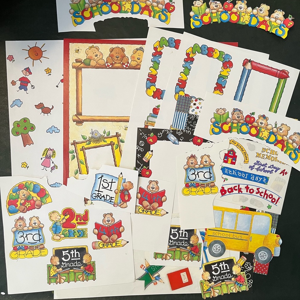 Colorful School Days Scrapbook Stickers
